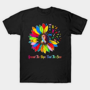 Fight Cancer In All Color Ribbon Spread The  Find a Cure T-Shirt